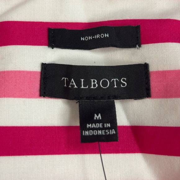 NWT Talbots Red/Pink and White Striped “No Iron” Blouse - Picture 3 of 11